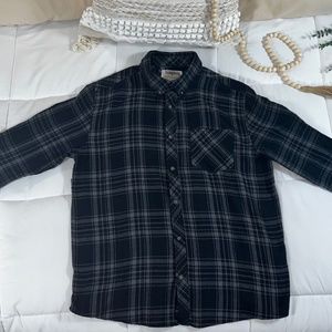 Men One Day Away Moss Plaid Flannel Button Down Long Sleeve Collar Shirt